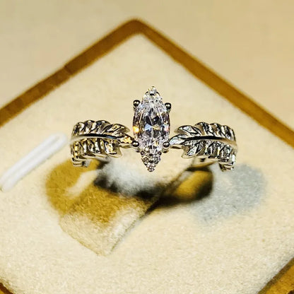 Q277 White Gold Marquise Cut Diamond Ring Natural G Color Women's Romantic Engagement Ring