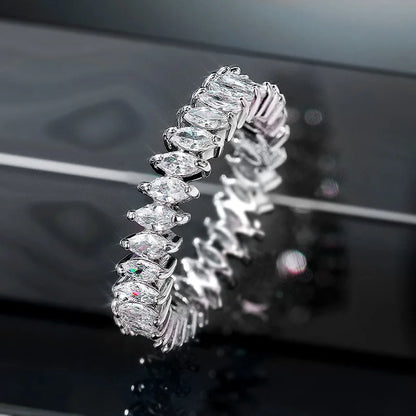 B2828 White Gold Diamond Ring Emerald Cut Natural D Color Classic Engagement Women's Jewelry