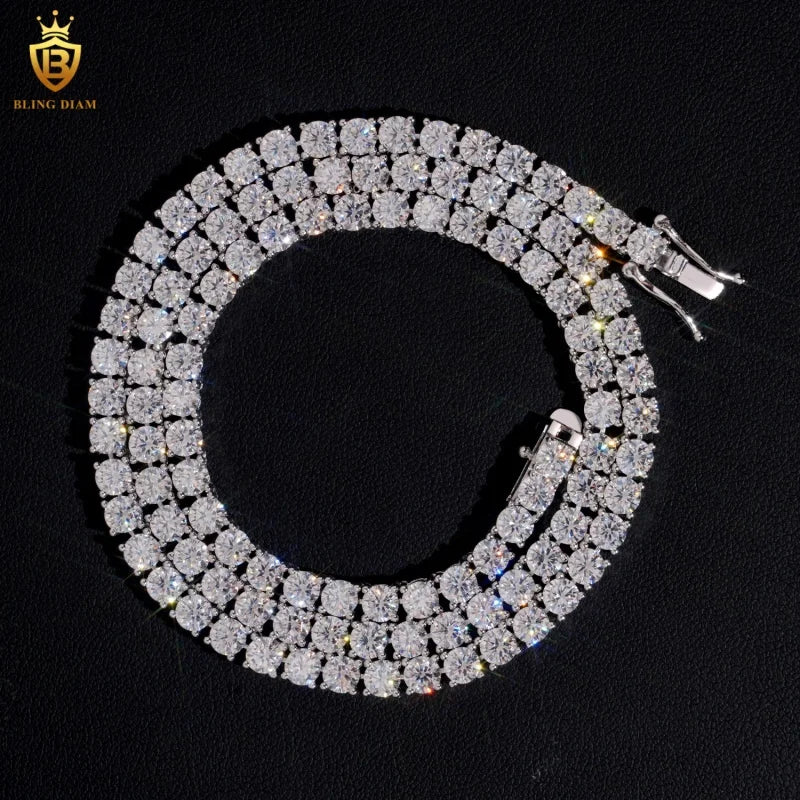 Hot Sale GRA Certificate Hip Hop 925 Sterling Silver 3mm Tennis Necklace Bracelet VVS Moissanite Tennis Chain
