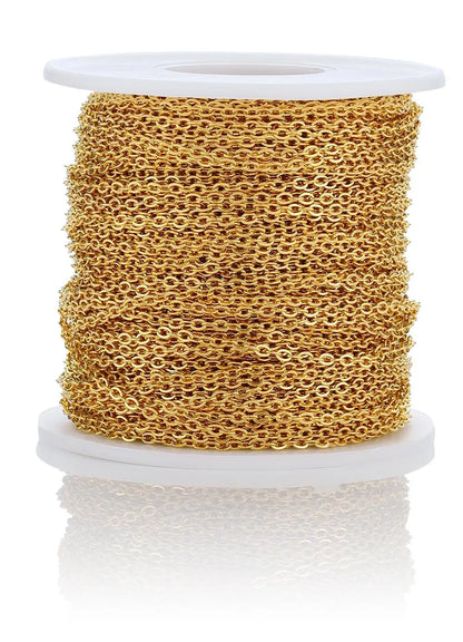 10Meters/Roll Stainless Steel Gold Chain O Shape Cross Chains for DIY Jewelry Making