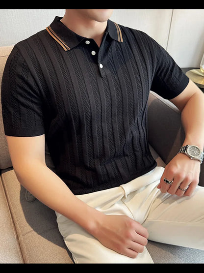 Support Customization of One Item Summer Fashion Solid Color Button Collar Men's Polo Cool Trendy Men's Short Sleeved Polo Shirt