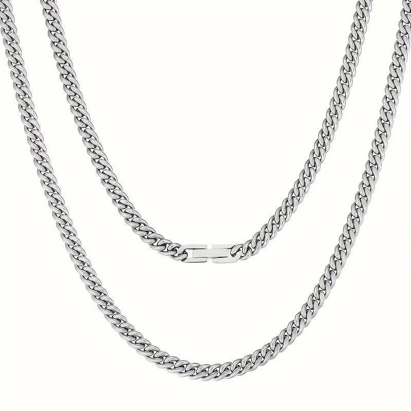 USA Real 18K Gold Filled Chain Jewelry Gifts Stainless Steel 5mm Solid Diamond-Cut Miami Cuban Link Curb Necklace for Men Women