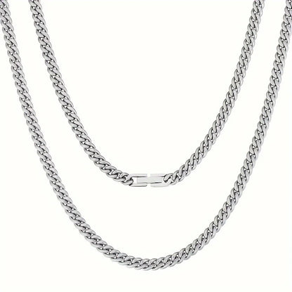 USA Real 18K Gold Filled Chain Jewelry Gifts Stainless Steel 5mm Solid Diamond-Cut Miami Cuban Link Curb Necklace for Men Women
