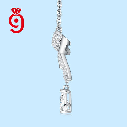 Fine Jewelry  Butterfly Knot  Waterdrop Necklace  Moissanite S925  Silver  Movable Sparkling Women Party Wedding Necklace
