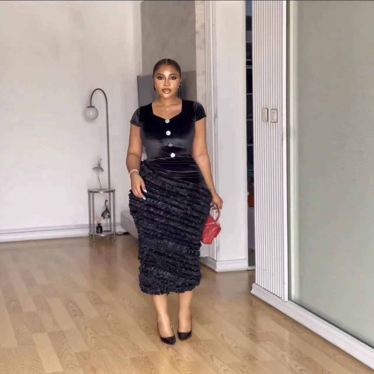 Babh Casual Suit V-Neck Strapless Backless Sexy Sheath Celebrity-Style Instagram-Worthy Winter Arrival