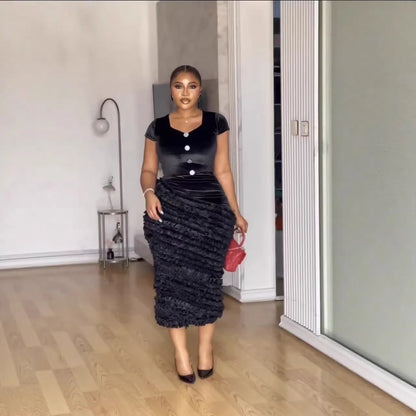 Babh Casual Suit V-Neck Strapless Backless Sexy Sheath Celebrity-Style Instagram-Worthy Winter Arrival