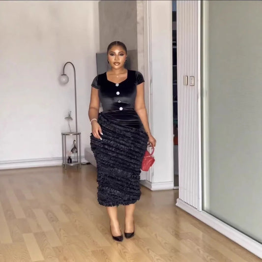 Babh Casual Suit V-Neck Strapless Backless Sexy Sheath Celebrity-Style Instagram-Worthy Winter Arrival