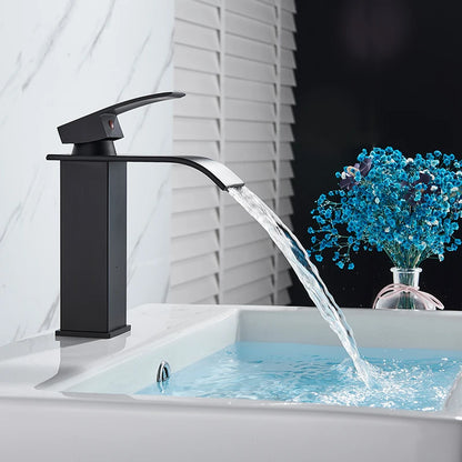 Rozin Deck Mounted Bathroom Basin Faucet Waterfall Vanity Sink Hot and Cold Water Mixer Tap,Chrome,Black,Gold Color
