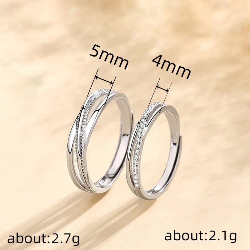 Q872 Wedding Bands 925 Silver Crystal Rhinestone Channel Setting Unisex Fine Rings