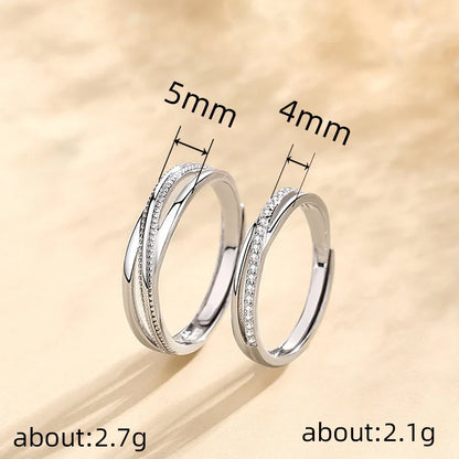 Q872 Wedding Bands 925 Silver Crystal Rhinestone Channel Setting Unisex Fine Rings