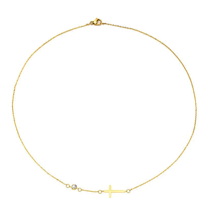 White Gold Cross Pendant Necklace with Engraved Prayer Christian Religious Jewelry Gold Plated for Everyday Wear Unisex