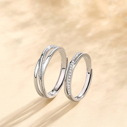 Q872 Wedding Bands 925 Silver Crystal Rhinestone Channel Setting Unisex Fine Rings