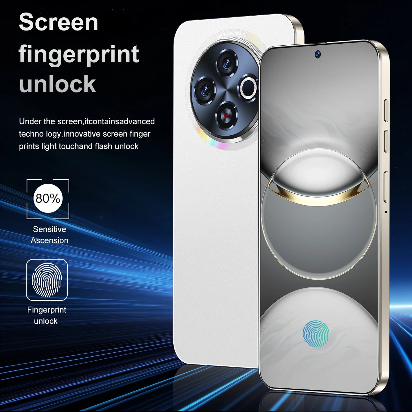 Newly Designed 30 5G Smartphone Large HD Screen 16GB +1TB Dual Card Dual Standby Decacore CPU Phones Mobile Android Gaming