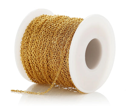 10Meters/Roll Stainless Steel Gold Chain O Shape Cross Chains for DIY Jewelry Making