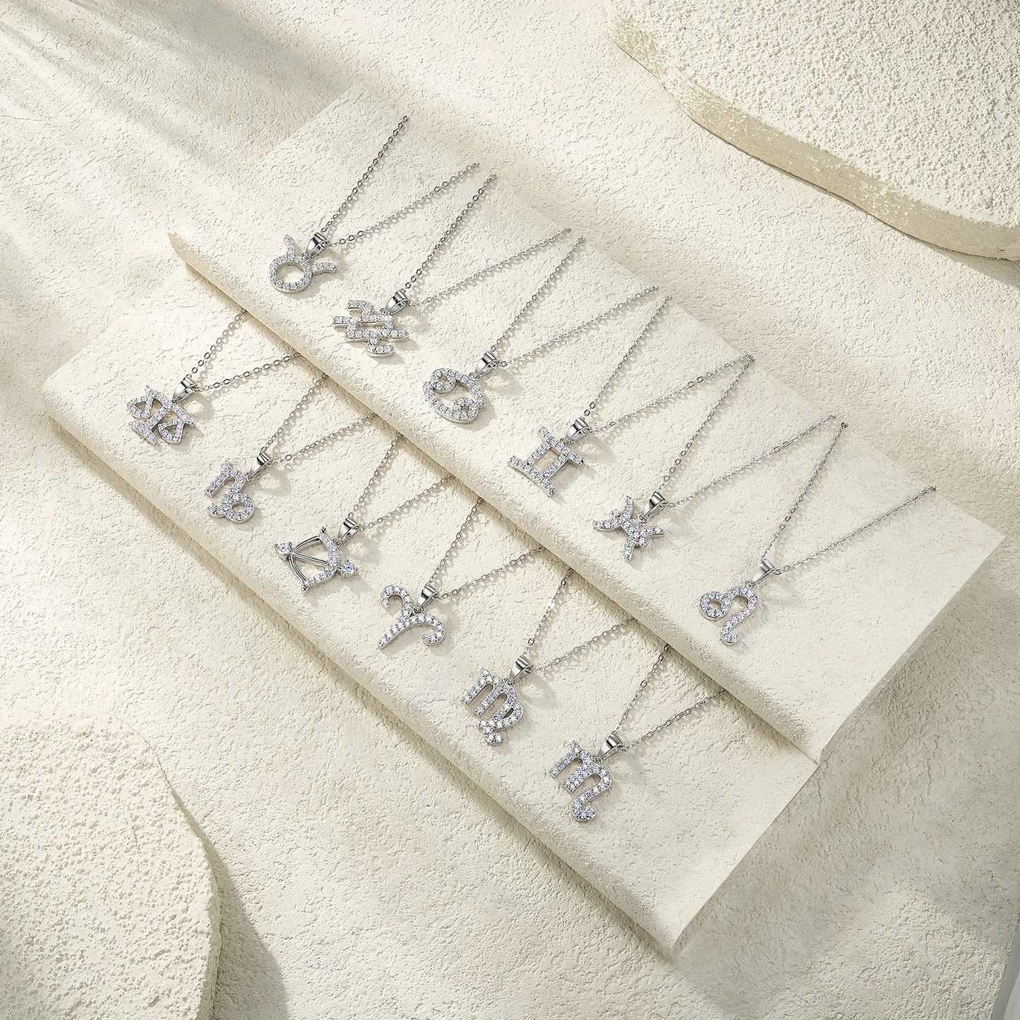 Hot Selling Shiny Zodiac 925Pure Silver Pendant Necklace With Moissanite Twelve Zodiac Luxury Fashion Jewelry for Daily Necklace