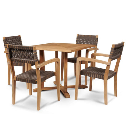 Herning Teak Patio Square Dining Set 5PC