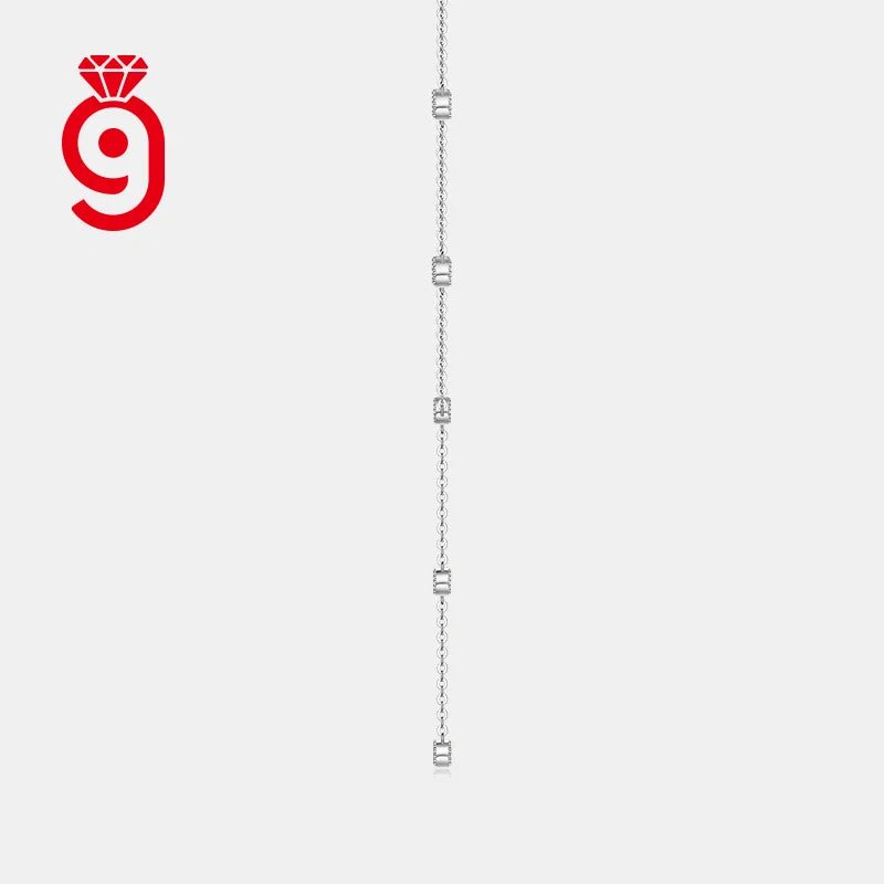 Y-Shaped Lariat 925 Sterling Silver Moissanite Station Necklace 3.0Mm Round Cut D Color VVS1 Pendant Necklace