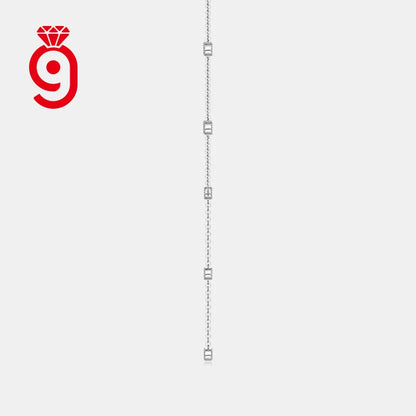 Y-Shaped Lariat 925 Sterling Silver Moissanite Station Necklace 3.0Mm Round Cut D Color VVS1 Pendant Necklace