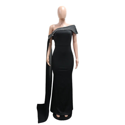 Women's New Arrival Slant-Shoulder Sexy Fitted Ribbon Dresses
