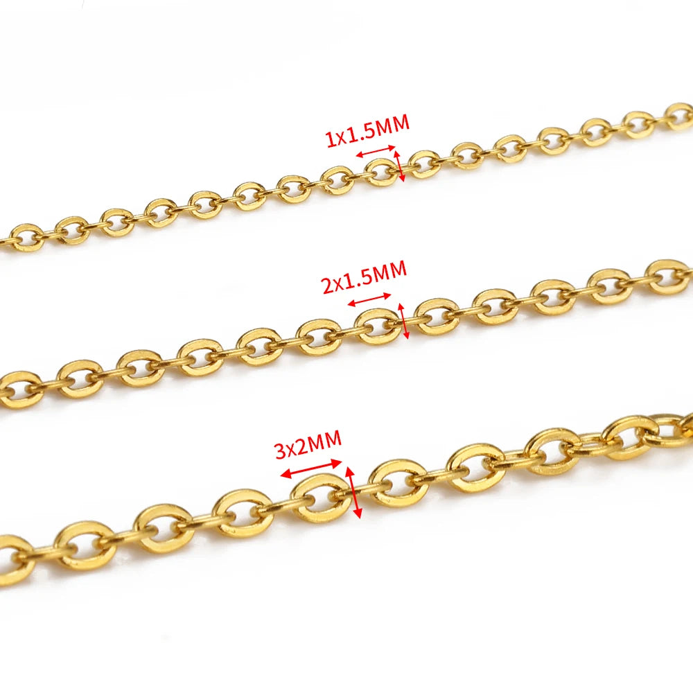 10Meters/Roll Stainless Steel Gold Chain O Shape Cross Chains for DIY Jewelry Making