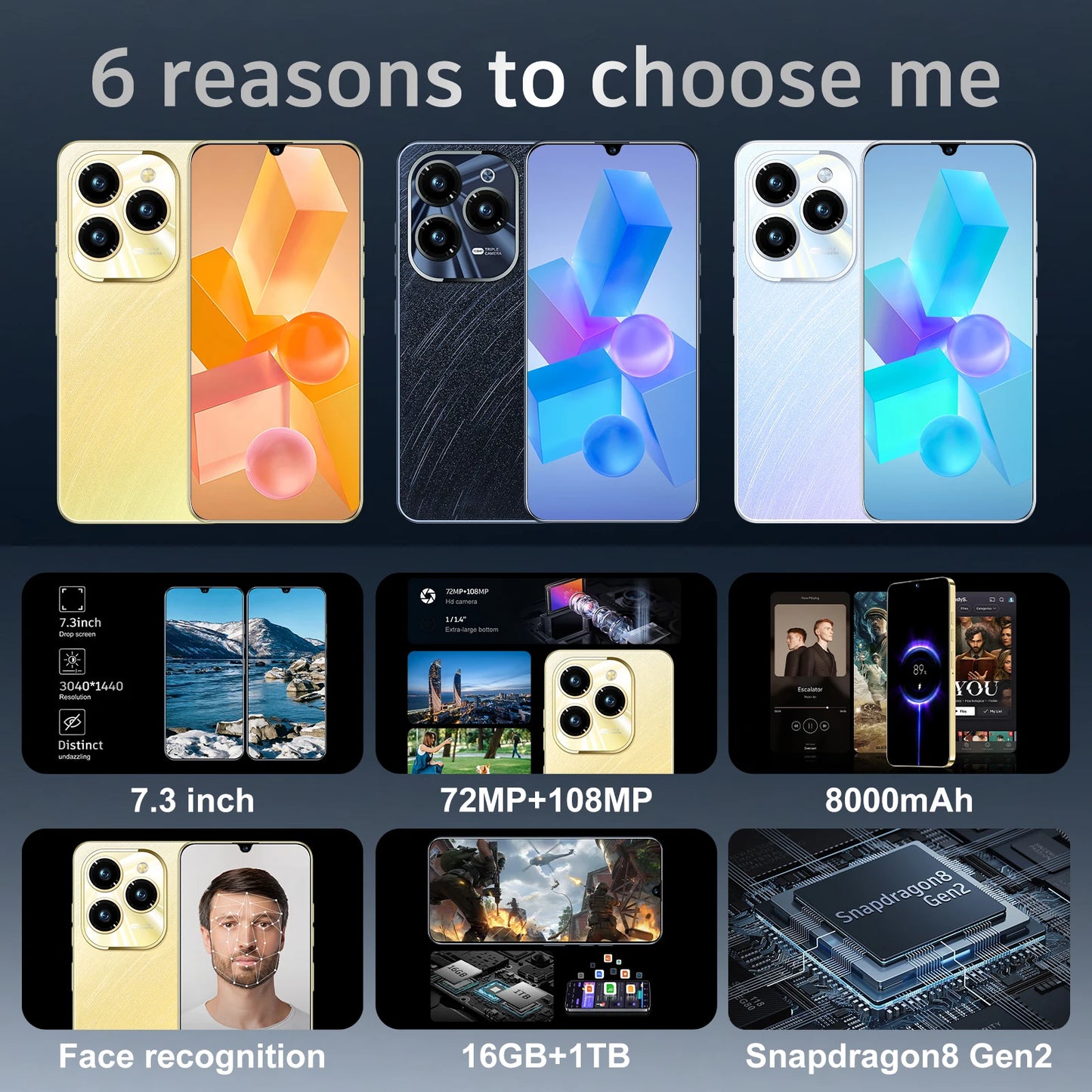 Top Selling Newest Mobile Phone Hot 40 Pro True 4G Smart Phone Manufacturing 7GB 64GB 6.5Inch Big Screen Smart Phones Android