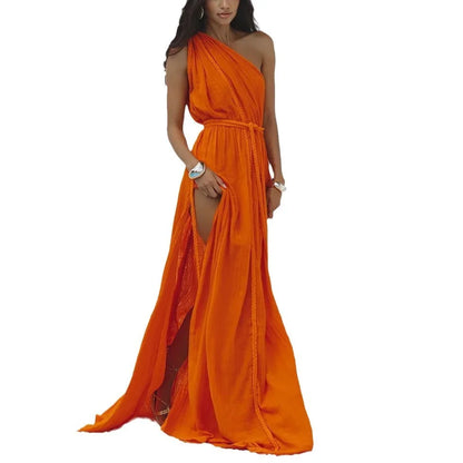 Fashionable New Beach Vacation Dress with Tie Strings - Solid Color & Matching Cover-Up