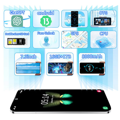 Celular NETWORK Full Display S30 Ultra 16GB+1TB 7.3 Inch Android 13 Cheap Phones for Mobile Smart Phone