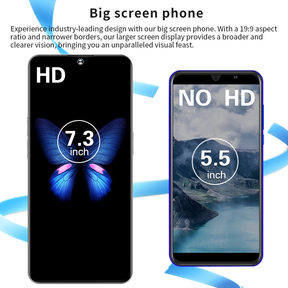 Celular NETWORK Full Display S30 Ultra 16GB+1TB 7.3 Inch Android 13 Cheap Phones for Mobile Smart Phone