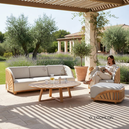 HiTeak Solis Deep Seating Outdoor Sofa with Sunbrella Cushions
