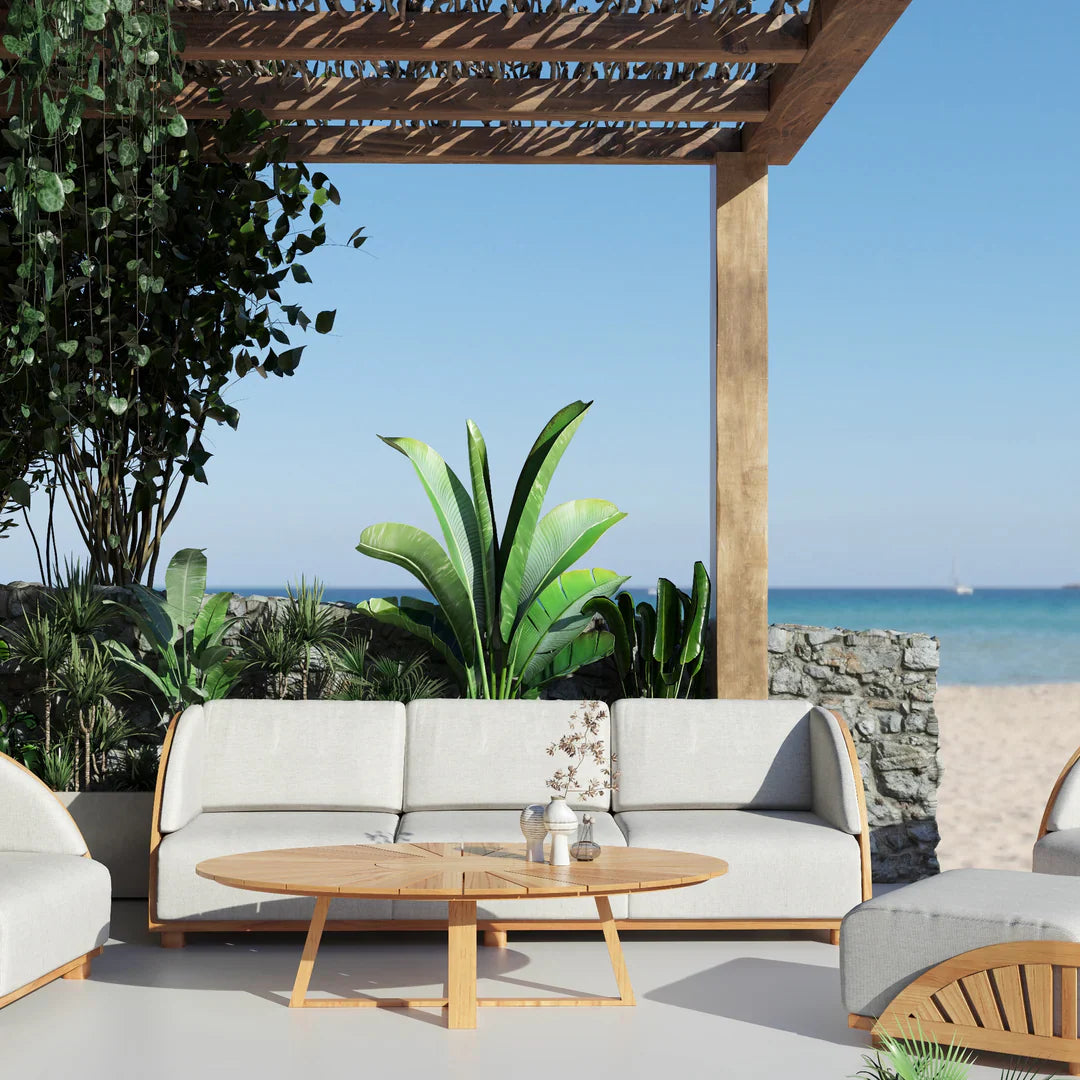 HiTeak Solis Deep Seating Outdoor Sofa with Sunbrella Cushions