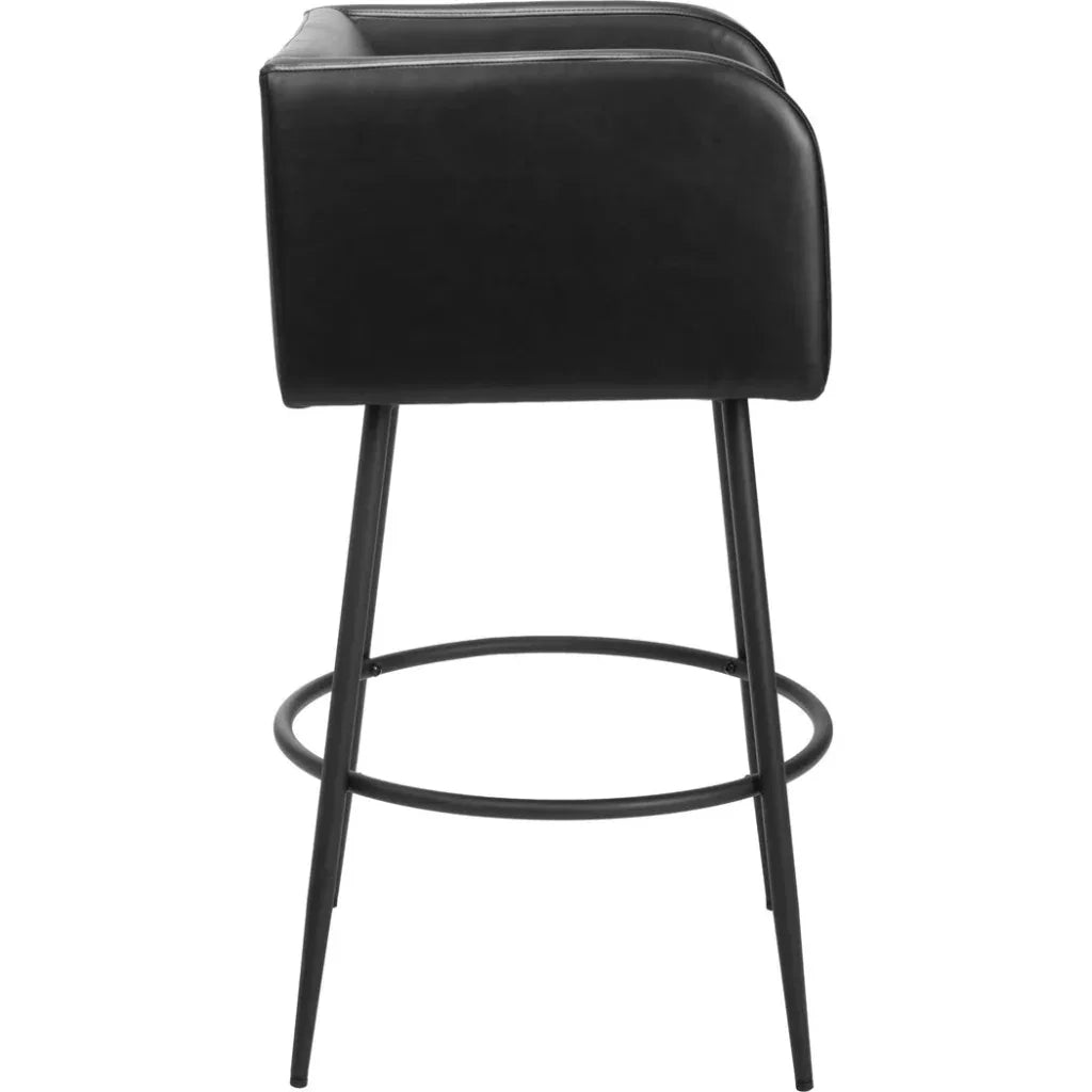 Horbat Black Faux Leather Barstool (Set of 2)