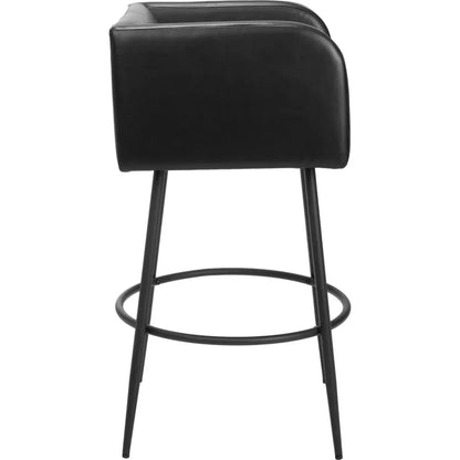 Horbat Black Faux Leather Barstool (Set of 2)