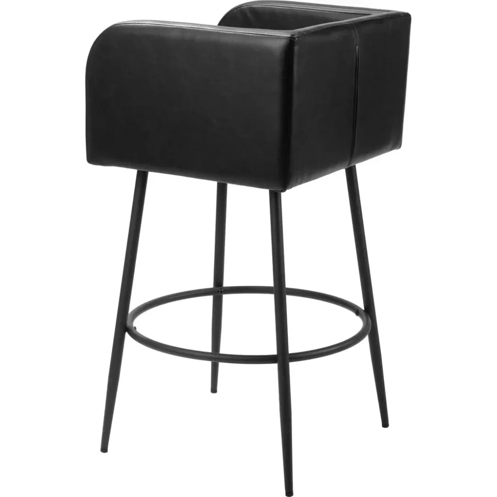Horbat Black Faux Leather Barstool (Set of 2)