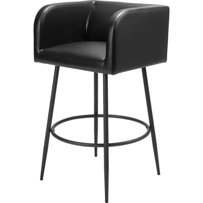 Horbat Black Faux Leather Barstool (Set of 2)
