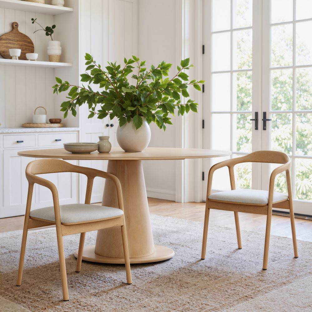 Hosoi Beige Fabric Dining Chair