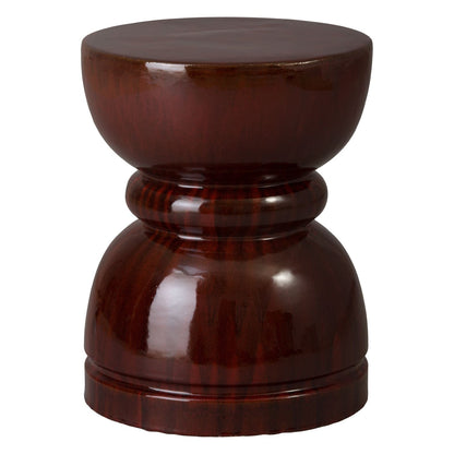 Hourglass Red Ceramic Garden Stool
