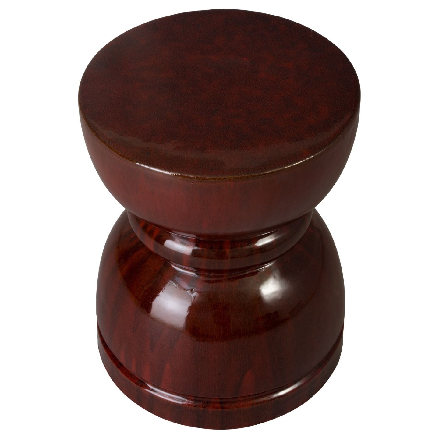 Hourglass Red Ceramic Garden Stool