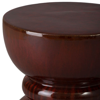 Hourglass Red Ceramic Garden Stool