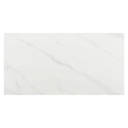 Inky Stone & Steel White Rectangular Dining Table