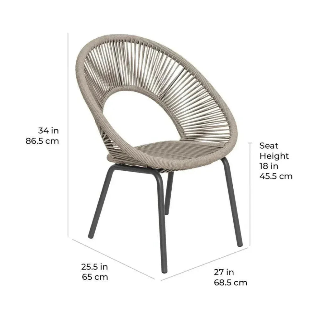 Ionian 2PC Coconut White Patio Dining Chairs