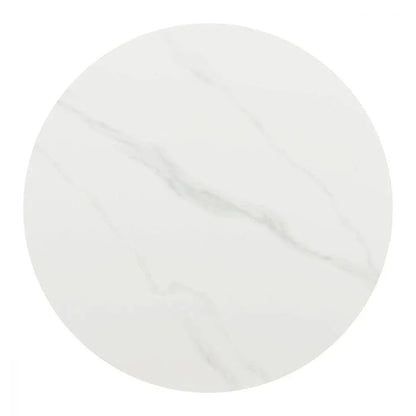 Izar Stone & Steel White Round Dining Table