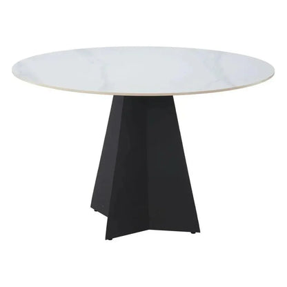 Izar Stone & Steel White Round Dining Table