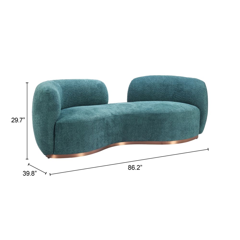 Jamela Teal Fabric Sofa