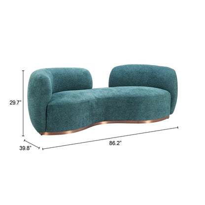 Jamela Teal Fabric Sofa
