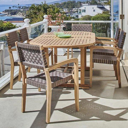 January Extendable Oval Teak Outdoor Dining Table