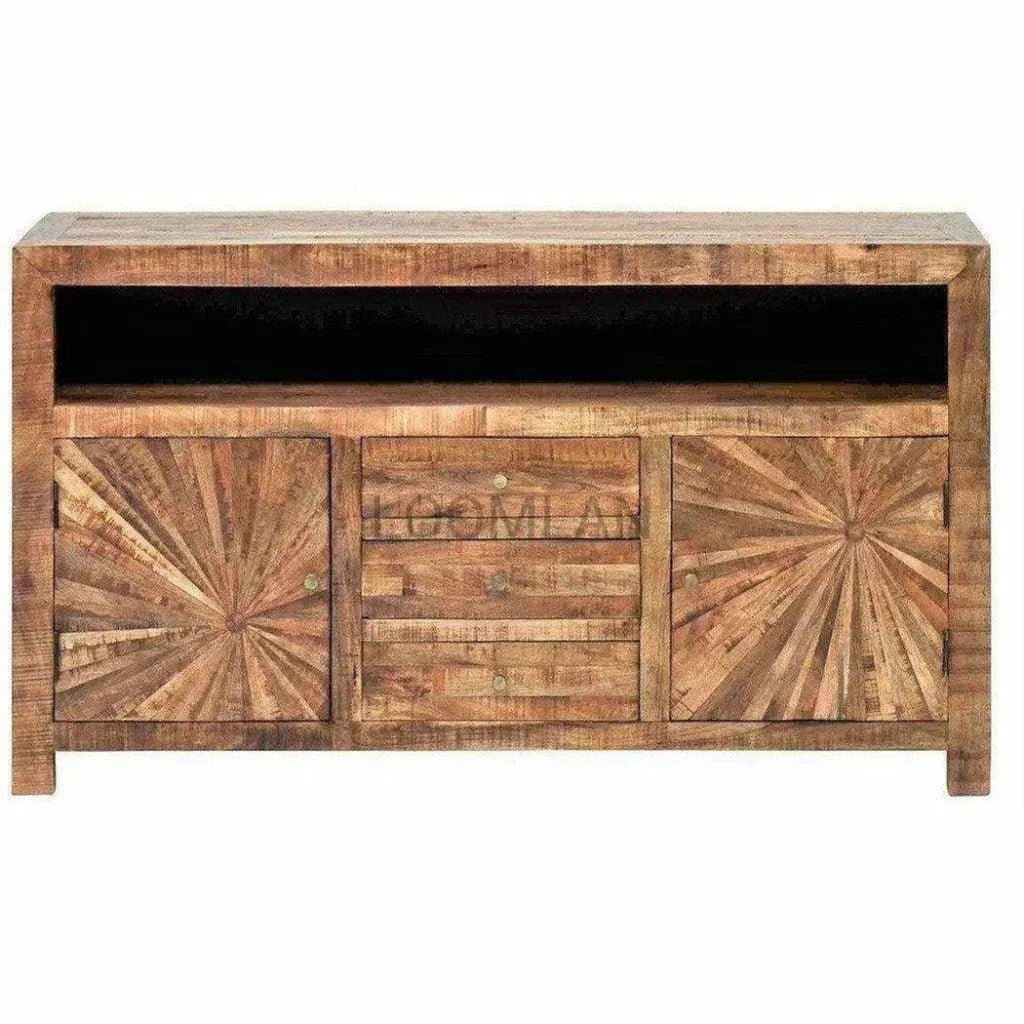 Jarelle 3 Drawers Wooden Media Cabinet