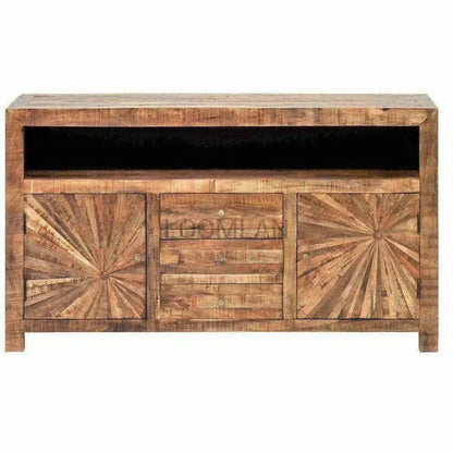 Jarelle 3 Drawers Wooden Media Cabinet