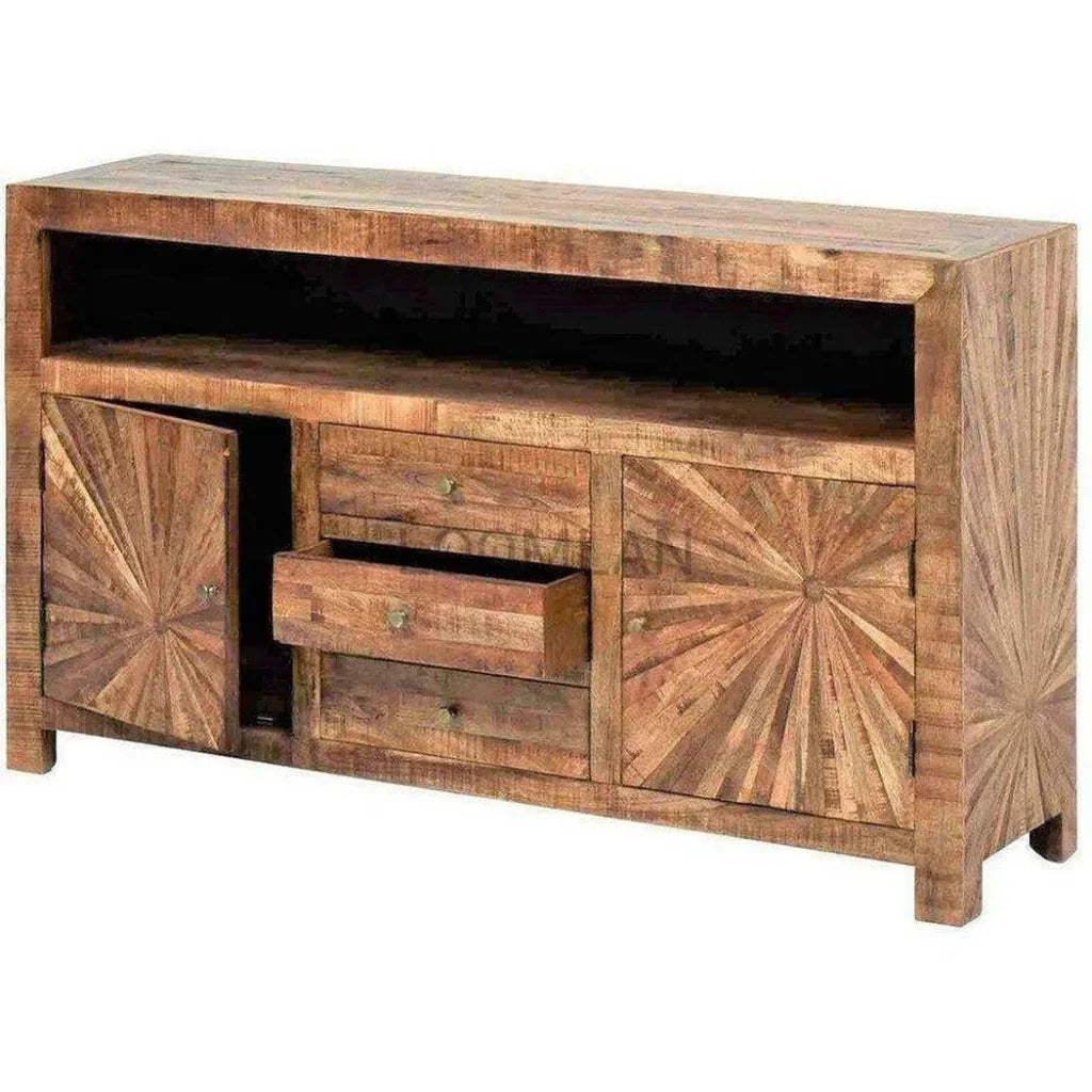Jarelle 3 Drawers Wooden Media Cabinet