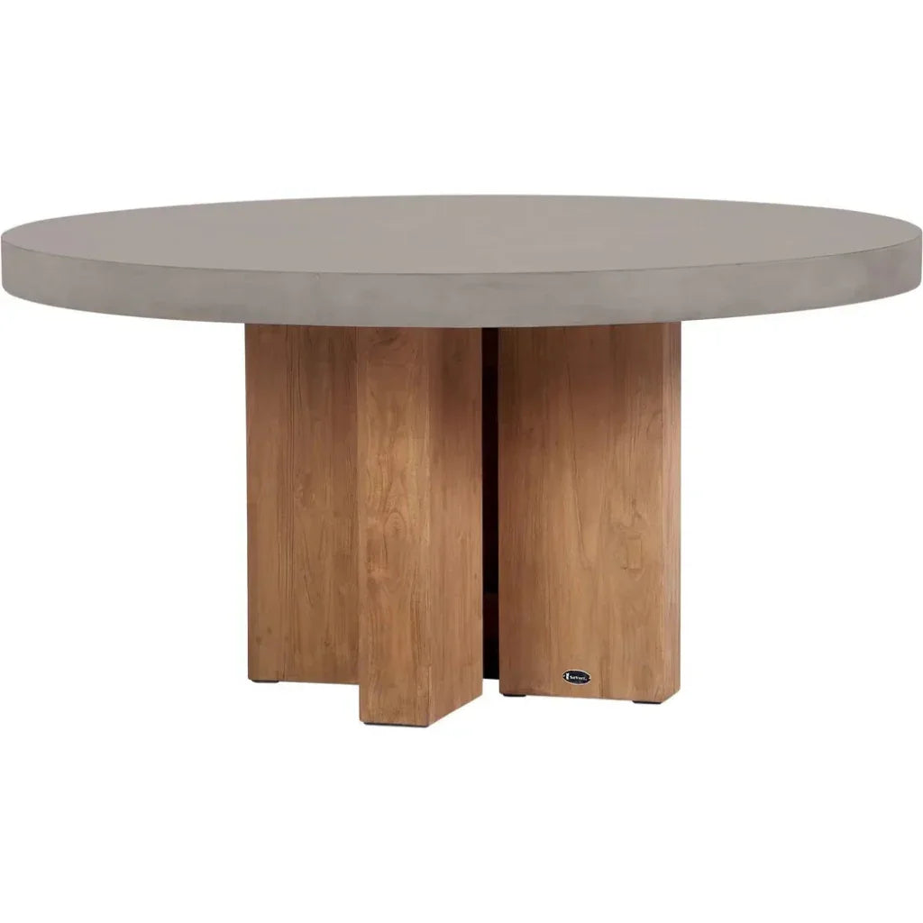 Java Outdoor Teak & Concrete Dining Table - Slate Gray