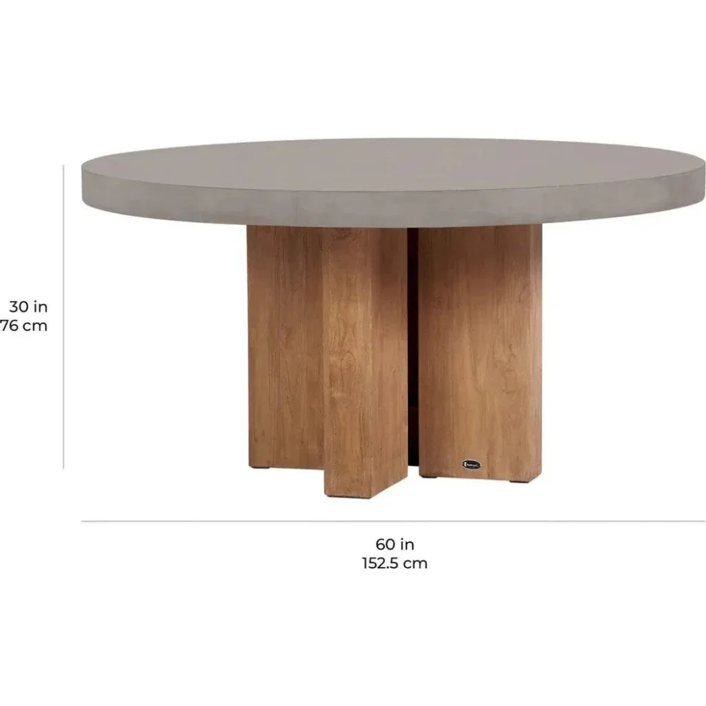 Java Outdoor Teak & Concrete Dining Table - White